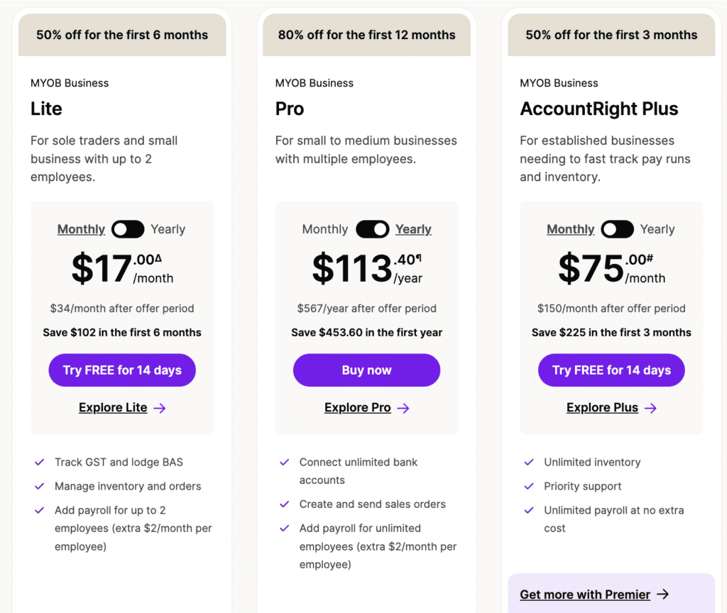 myob pricing
